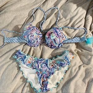 Victoria’s Secret Blue Boho Paisley Bikini Set